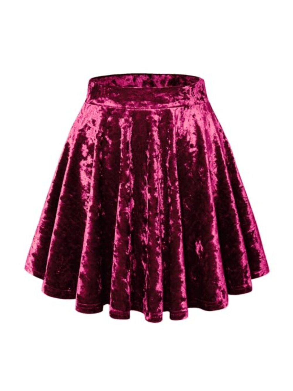 A-Line Crushed Velvet Mini Skirt High Waist Pleated Party